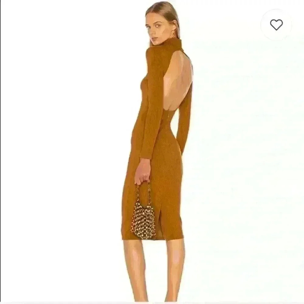 LPA Jovie Long Sleeve Midi Dress in Rust Size S - Picture 2 of 7